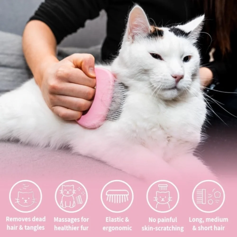 Cat Comb for Short & Long Hair Removal Soft Massaging Deshedding Pet Comb